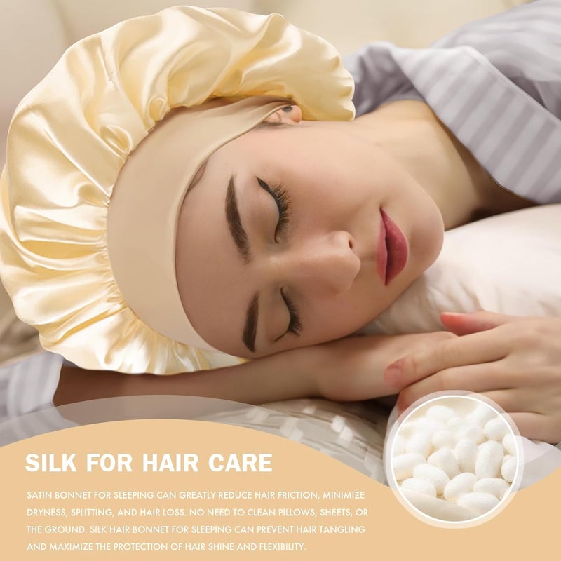Doitory Store Satin Silk Bonnet for Sleeping, Double Layer Silk Sleep Cap for Men & Women, Soft Satin Lined Bonnet for Curly Hair - Image 4
